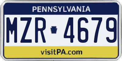 PA license plate MZR4679