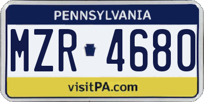 PA license plate MZR4680
