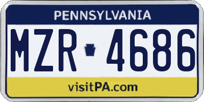 PA license plate MZR4686