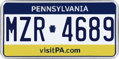 PA license plate MZR4689