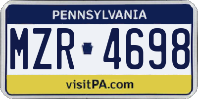 PA license plate MZR4698