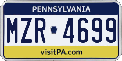 PA license plate MZR4699