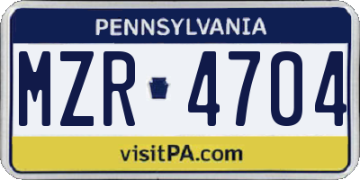 PA license plate MZR4704
