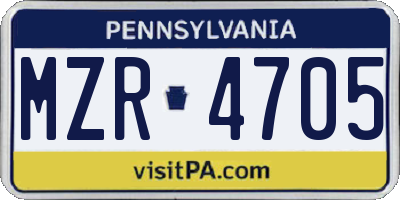 PA license plate MZR4705