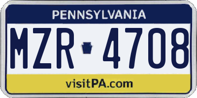 PA license plate MZR4708
