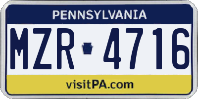 PA license plate MZR4716