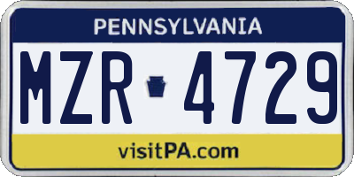 PA license plate MZR4729
