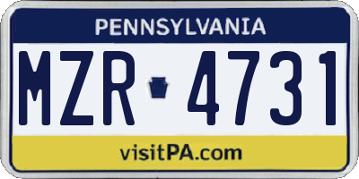 PA license plate MZR4731