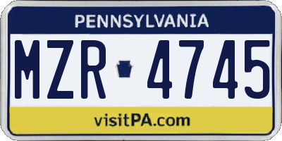 PA license plate MZR4745