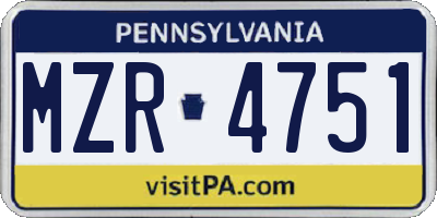 PA license plate MZR4751