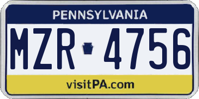 PA license plate MZR4756