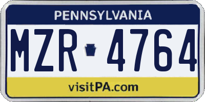 PA license plate MZR4764