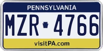 PA license plate MZR4766