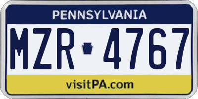 PA license plate MZR4767