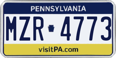 PA license plate MZR4773