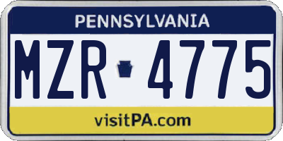 PA license plate MZR4775