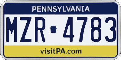 PA license plate MZR4783