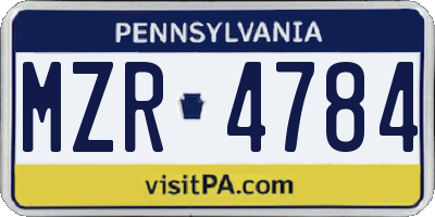 PA license plate MZR4784