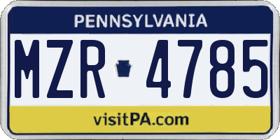PA license plate MZR4785