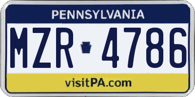 PA license plate MZR4786