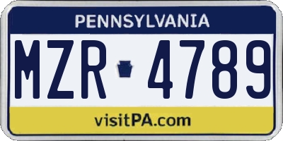 PA license plate MZR4789
