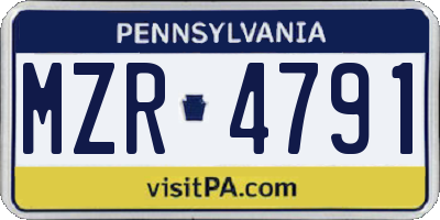 PA license plate MZR4791