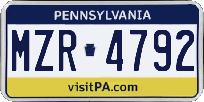 PA license plate MZR4792