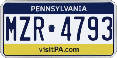 PA license plate MZR4793