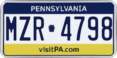 PA license plate MZR4798