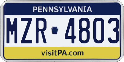 PA license plate MZR4803