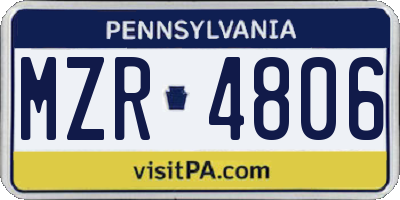 PA license plate MZR4806