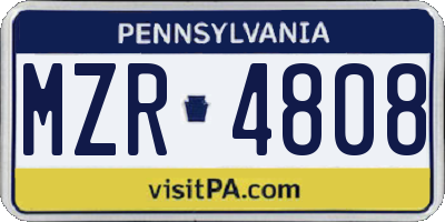 PA license plate MZR4808