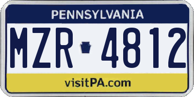 PA license plate MZR4812