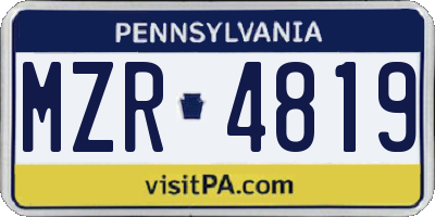 PA license plate MZR4819