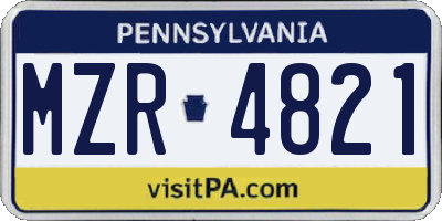 PA license plate MZR4821