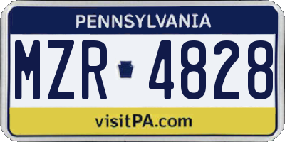 PA license plate MZR4828