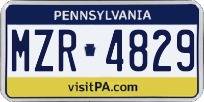 PA license plate MZR4829
