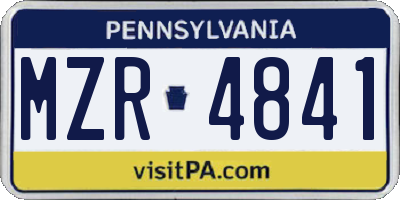 PA license plate MZR4841