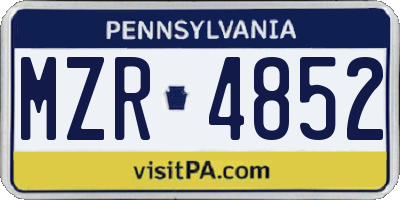 PA license plate MZR4852