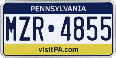PA license plate MZR4855