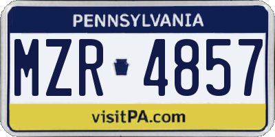 PA license plate MZR4857