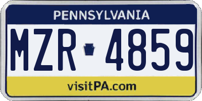 PA license plate MZR4859