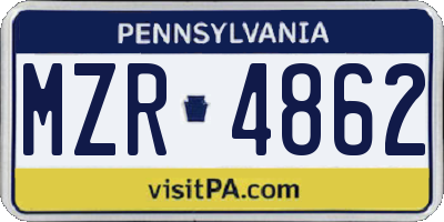 PA license plate MZR4862