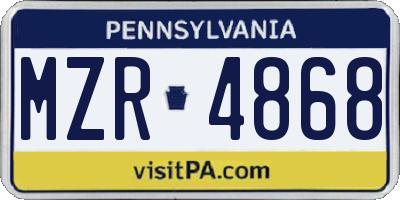 PA license plate MZR4868