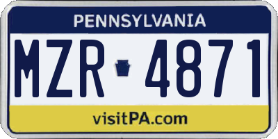 PA license plate MZR4871