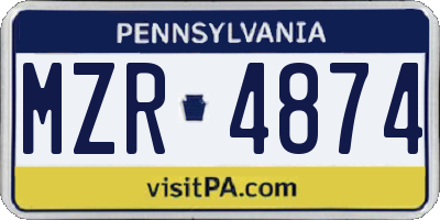 PA license plate MZR4874