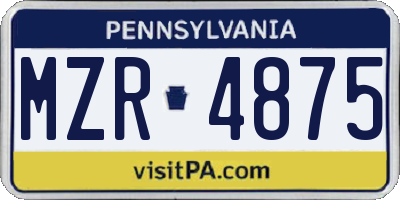 PA license plate MZR4875