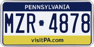 PA license plate MZR4878