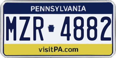 PA license plate MZR4882