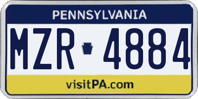 PA license plate MZR4884
